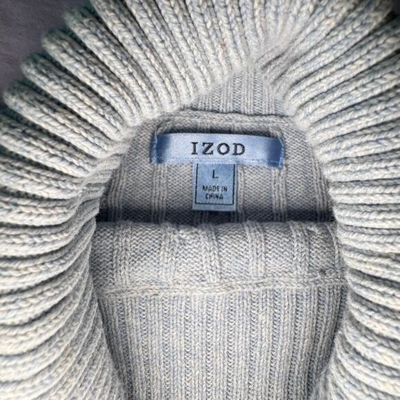 Izod Women's sz Large Baby Blue Cable Knit Turtle Neck Sweater Long Sleeve - Picture 4 of 8